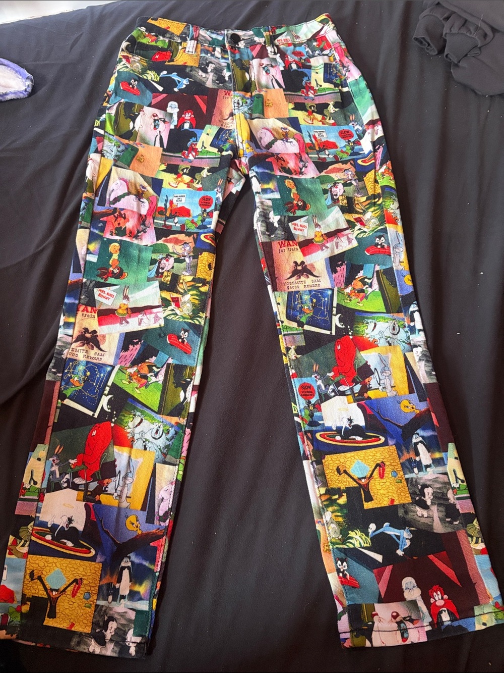 Dolls Kill Straight Leg Comic Collage Jeans - Multicolor